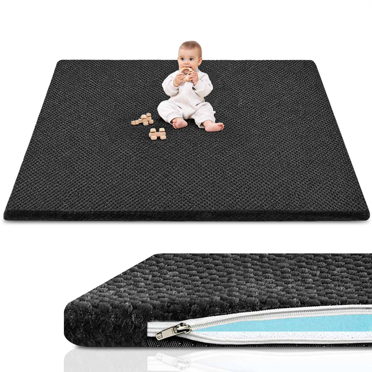 Goyuu Cooling Baby Play Mat 1.18" Thick, 50x50 Playpen Mat with Removable & Washable Cover
