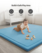 Goyuu Ultra Soft 1.3" Thick Baby Play Mat for Floor, 79x79 Playpen Mat Elasti-Foam Padded Crawling Mat for Babies, Toddlers, Infant, Kids, Non-Slip Backing Safe for Tummy Time