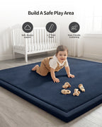 Baby Play Mat for Floor, Playpen Mat Elasti-Foam Padded Crawling Mat for Babies