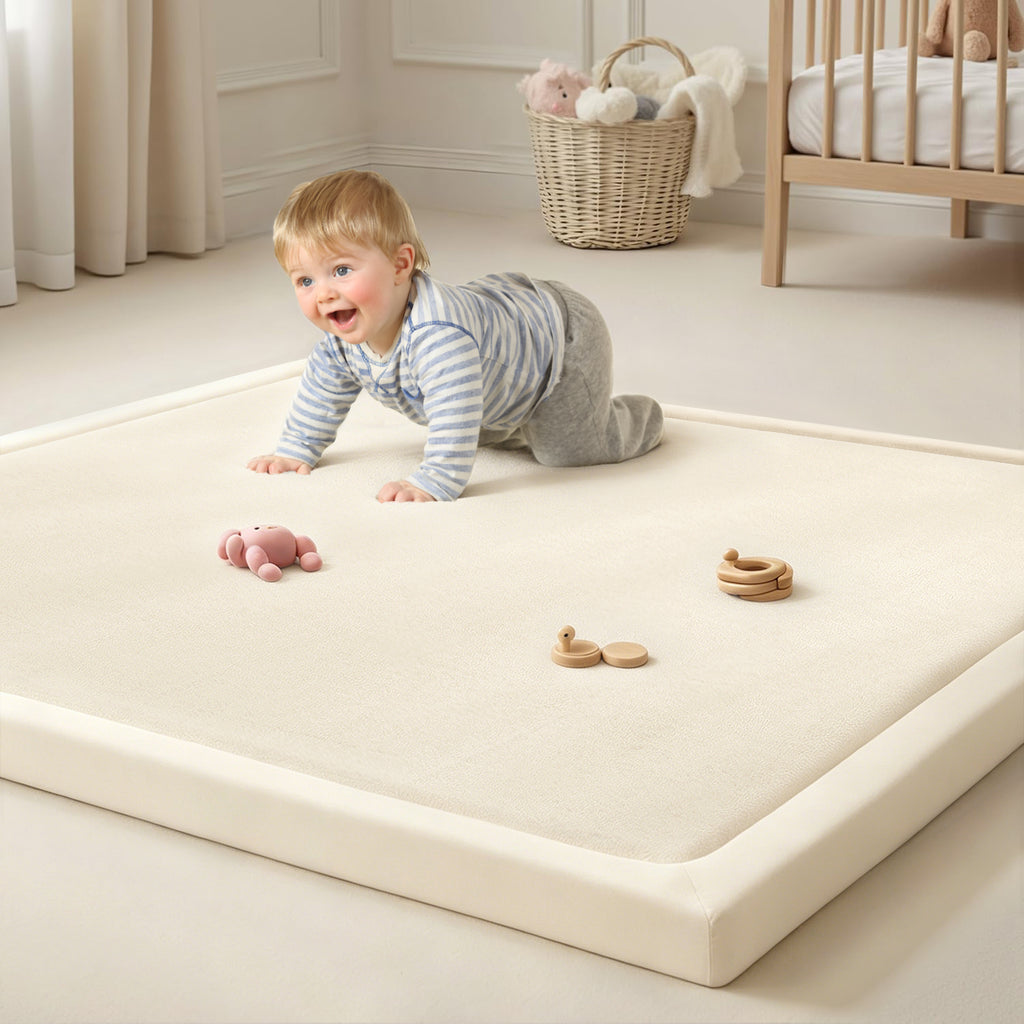 Baby Play Mat for Floor, Playpen Mat Elasti-Foam Padded Crawling Mat for Babies, Toddlers, Infant, Kids, Non-Slip Backing Safe for Tummy Time