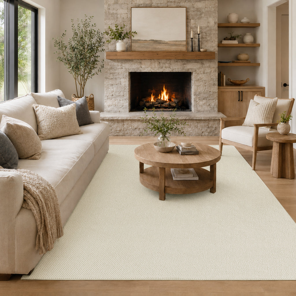 Goyuu 8x10 Area Rugs for Living Room, Ultra Soft Faux Wool Machine Washable Rugs, Non-Slip Backing & Non-Shedding Pet Friendly Throw Rugs for Bedroom Dining Room, Ivory