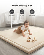 Baby Play Mat for Floor, Playpen Mat Elasti-Foam Padded Crawling Mat for Babies, Toddlers, Infant, Kids, Non-Slip Backing Safe for Tummy Time