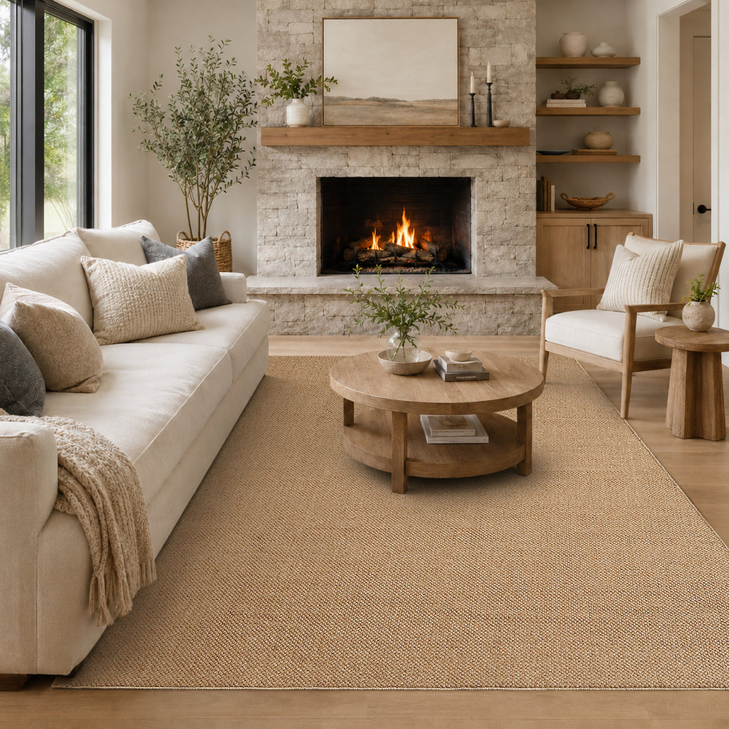 Goyuu Machine Washable Rug 8x10, Soft Faux Wool Large Rug, Anti Slip Shed Resistant 8x10 Area Rugs for Living Room,Indoor Floor Rugs for Bedroom Dining Room Office,Jute