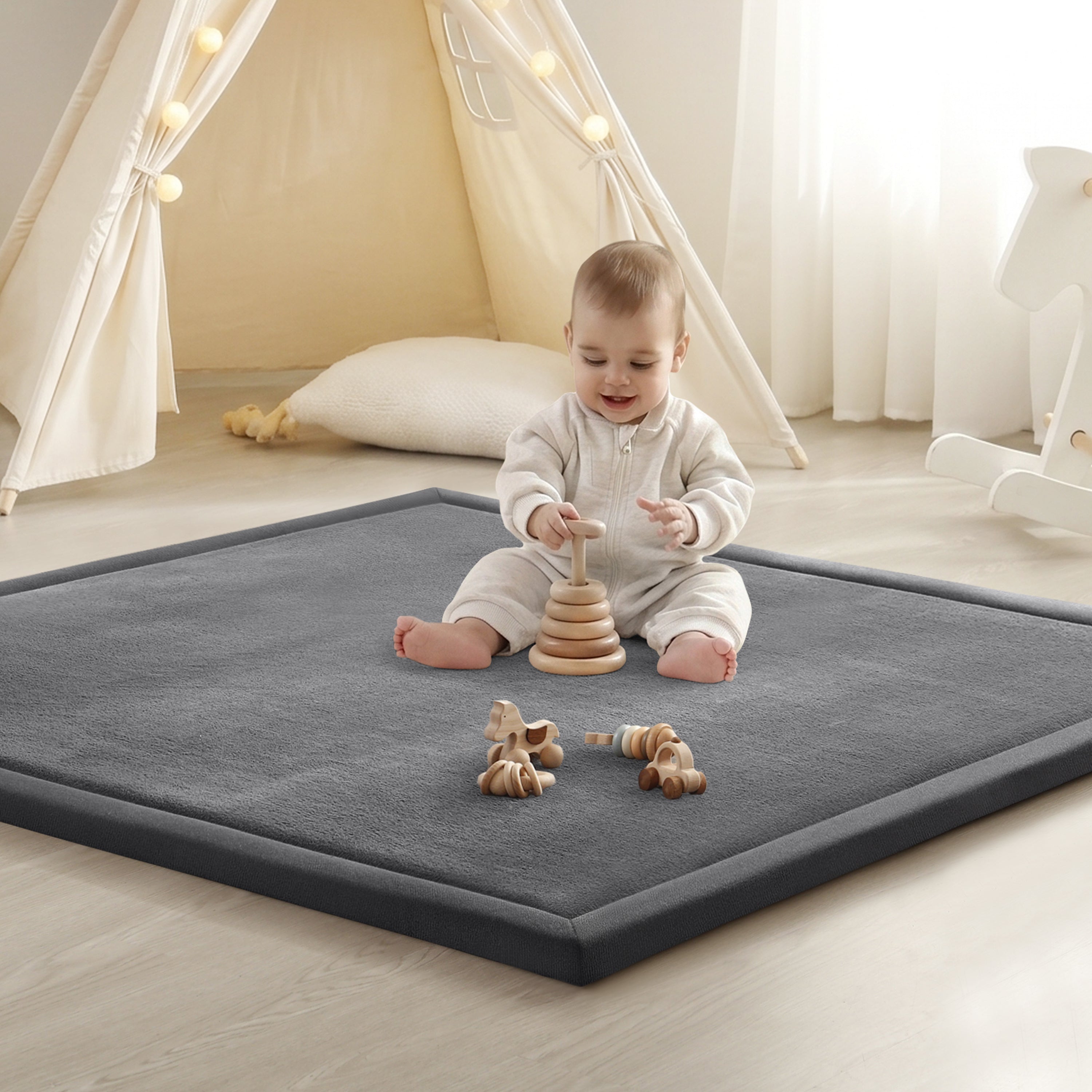 Baby Play Mat for Floor, Crawling Mat for Babies, Toddlers, Infant, Kids, Non-Slip Backing Safe for Tummy Time