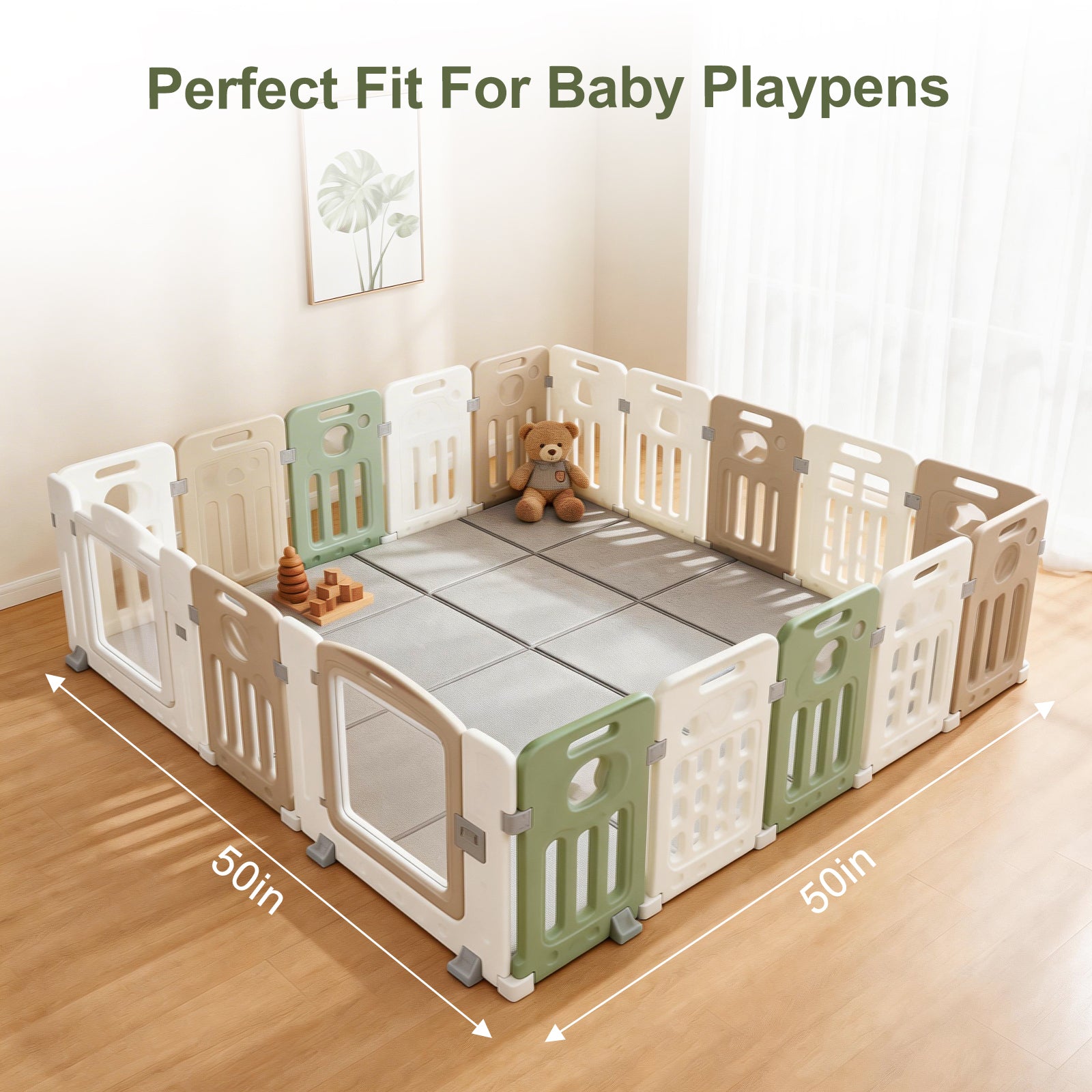 Goyuu Foldable Baby Play Mat for Floor, 50x50 Playpen Mat