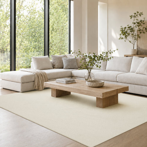 Goyuu 8x10 Area Rugs for Living Room, Ultra Soft Faux Wool Machine Washable Rugs, Non-Slip Backing & Non-Shedding Pet Friendly Throw Rugs for Bedroom Dining Room, Ivory