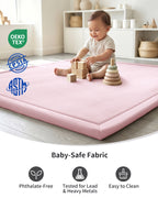 Goyuu Ultra Soft 1.3" Thick Baby Play Mat for Floor, 79x79 Playpen Mat Elasti-Foam Padded Crawling Mat for Babies, Toddlers, Infant, Kids