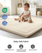 Baby Play Mat for Floor, Playpen Mat Elasti-Foam Padded Crawling Mat for Babies, Toddlers, Infant, Kids, Non-Slip Backing Safe for Tummy Time