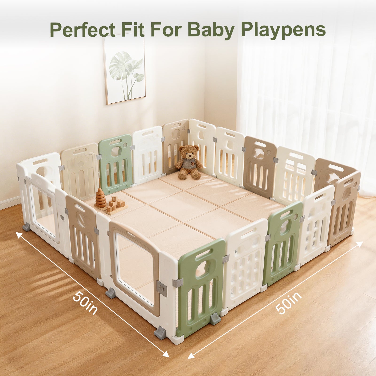 Goyuu Foldable Baby Play Mat for Floor, 50x50 Playpen Mat