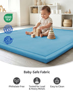 Goyuu Ultra Soft 1.3" Thick Baby Play Mat for Floor, 79x79 Playpen Mat Elasti-Foam Padded Crawling Mat for Babies, Toddlers, Infant, Kids, Non-Slip Backing Safe for Tummy Time