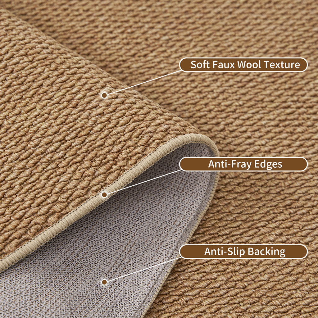 Goyuu Machine Washable Rug 8x10, Soft Faux Wool Large Rug, Anti Slip Shed Resistant 8x10 Area Rugs for Living Room,Indoor Floor Rugs for Bedroom Dining Room Office,Jute