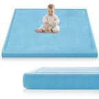 Goyuu Ultra Soft 1.3" Thick Baby Play Mat for Floor, 79x79 Playpen Mat Elasti-Foam Padded Crawling Mat for Babies, Toddlers, Infant, Kids, Non-Slip Backing Safe for Tummy Time