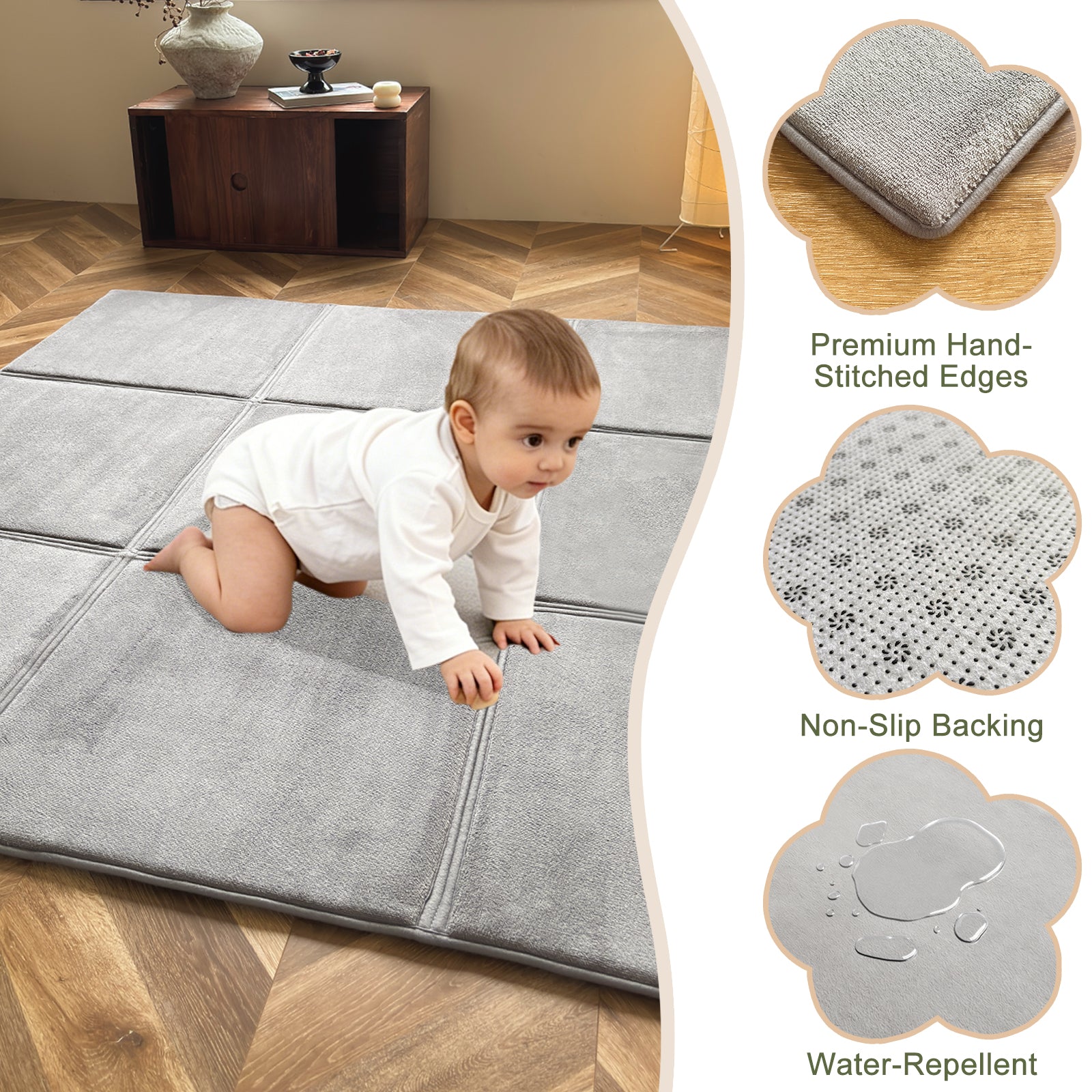 Goyuu Foldable Baby Play Mat for Floor, 50x50 Playpen Mat