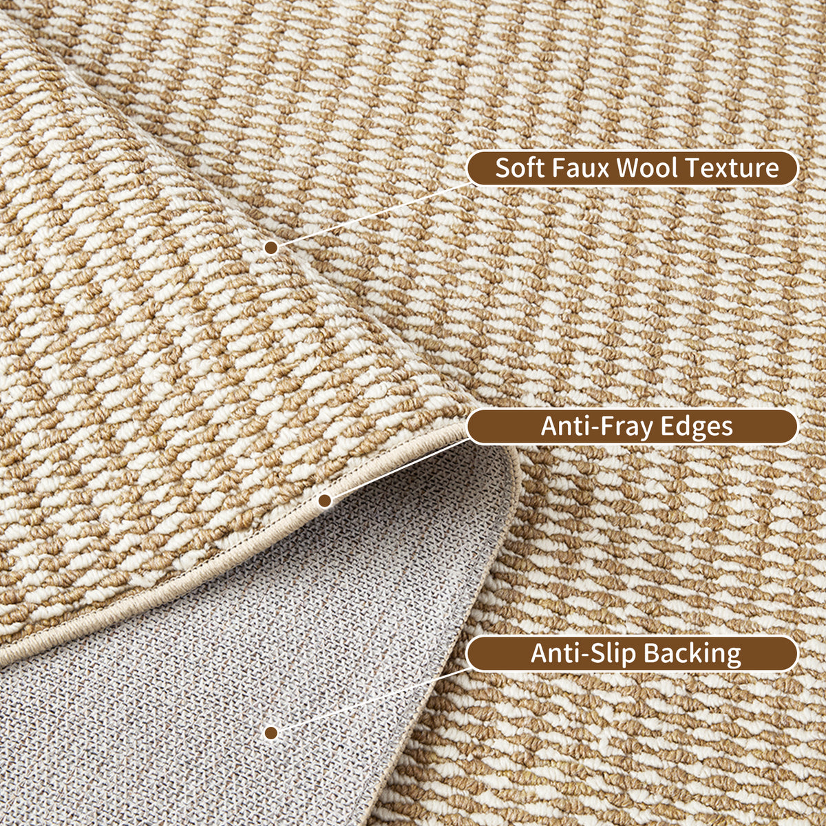 Goyuu Area Rug 8x10 – Ultra Soft Faux Wool Rugs for Living Room Non-Slip Backing Machine Washable Rugs for Bedroom, Cozy Family Room Decor for Kids & Pets,Beige
