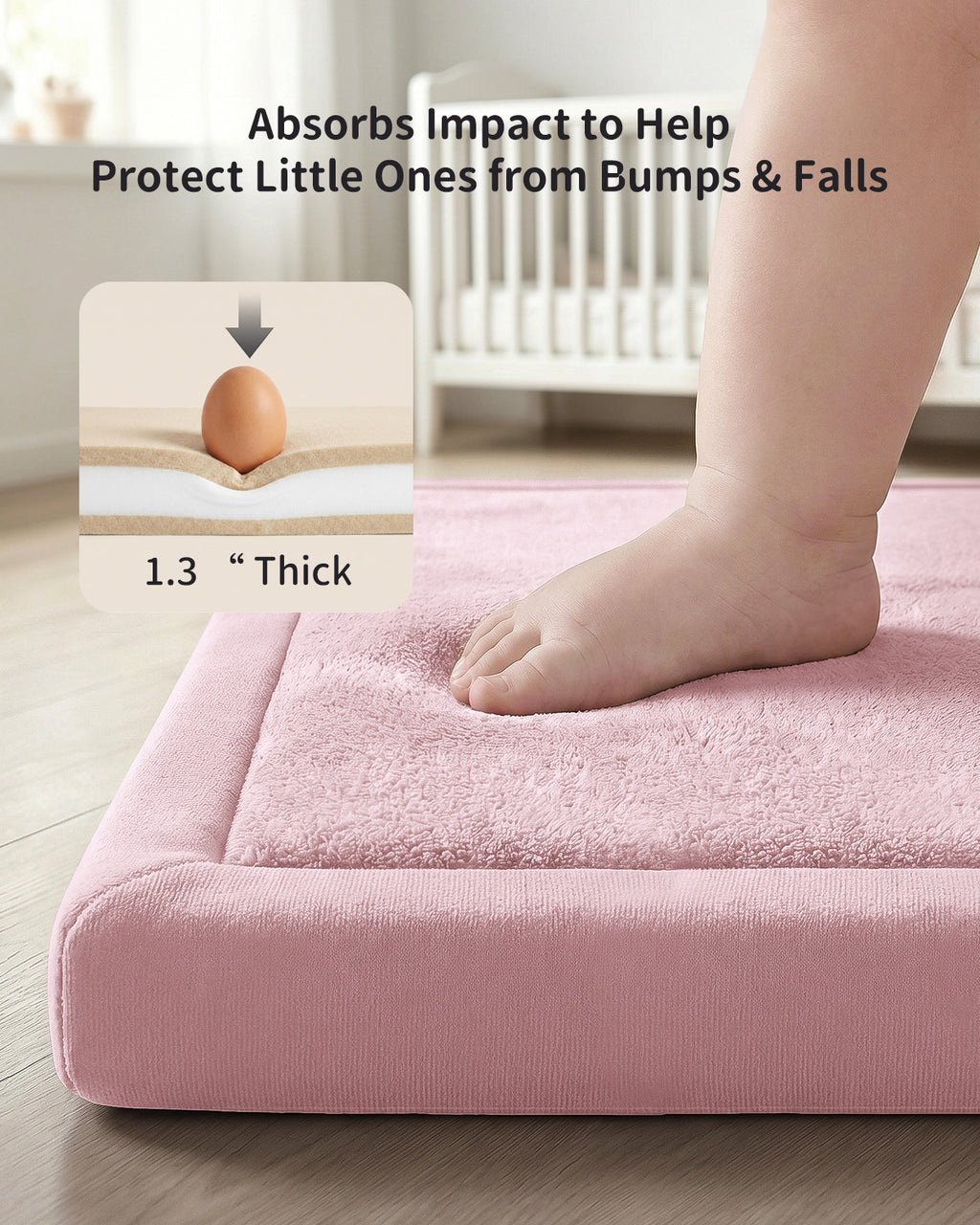 Goyuu Ultra Soft 1.3" Thick Baby Play Mat for Floor, 79x79 Playpen Mat Elasti-Foam Padded Crawling Mat for Babies, Toddlers, Infant, Kids