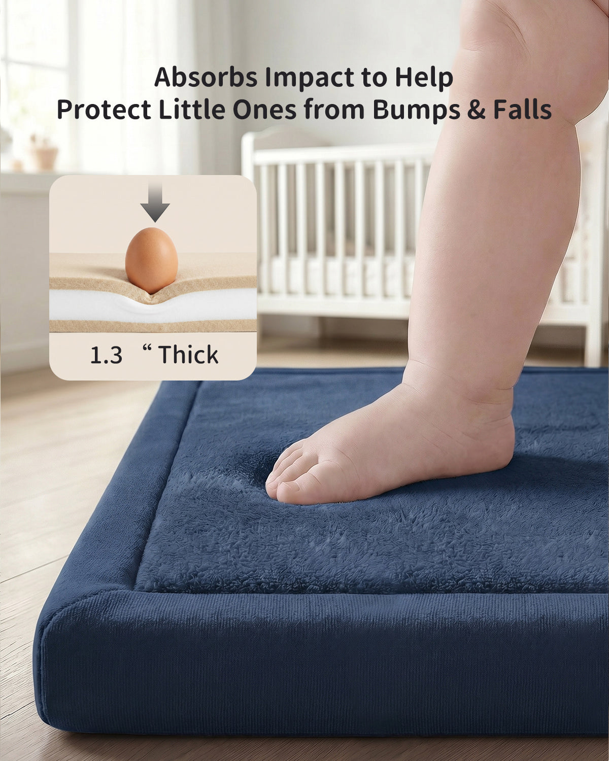 Baby Play Mat for Floor, Playpen Mat Elasti-Foam Padded Crawling Mat for Babies
