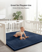 Baby Play Mat for Floor, Playpen Mat Elasti-Foam Padded Crawling Mat for Babies