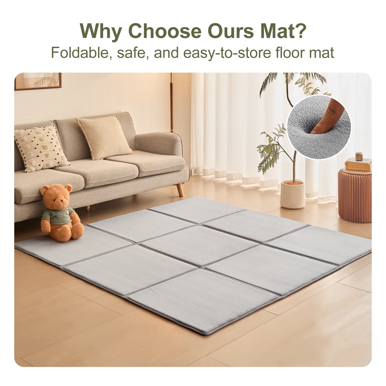 Goyuu Foldable Baby Play Mat for Floor, 50x50 Playpen Mat