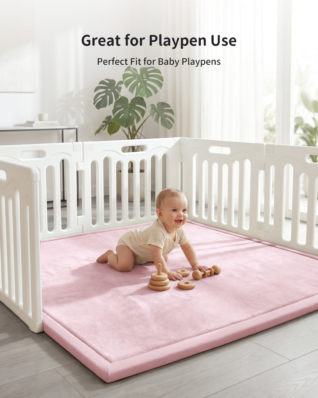 Goyuu Ultra Soft 1.3" Thick Baby Play Mat for Floor, 79x79 Playpen Mat Elasti-Foam Padded Crawling Mat for Babies, Toddlers, Infant, Kids