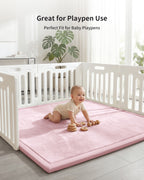 Goyuu Ultra Soft 1.3" Thick Baby Play Mat for Floor, 79x79 Playpen Mat Elasti-Foam Padded Crawling Mat for Babies, Toddlers, Infant, Kids