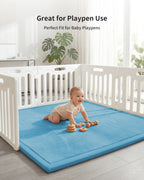 Goyuu Ultra Soft 1.3" Thick Baby Play Mat for Floor, 79x79 Playpen Mat Elasti-Foam Padded Crawling Mat for Babies, Toddlers, Infant, Kids, Non-Slip Backing Safe for Tummy Time