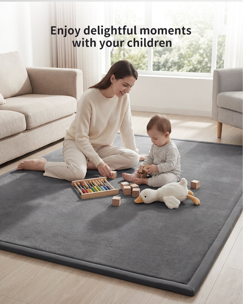 Baby Play Mat for Floor, Crawling Mat for Babies, Toddlers, Infant, Kids, Non-Slip Backing Safe for Tummy Time