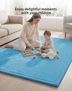 Goyuu Ultra Soft 1.3" Thick Baby Play Mat for Floor, 79x79 Playpen Mat Elasti-Foam Padded Crawling Mat for Babies, Toddlers, Infant, Kids, Non-Slip Backing Safe for Tummy Time