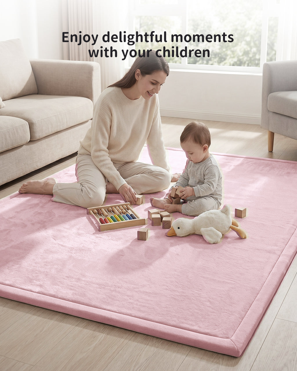 Goyuu Ultra Soft 1.3" Thick Baby Play Mat for Floor, 79x79 Playpen Mat Elasti-Foam Padded Crawling Mat for Babies, Toddlers, Infant, Kids