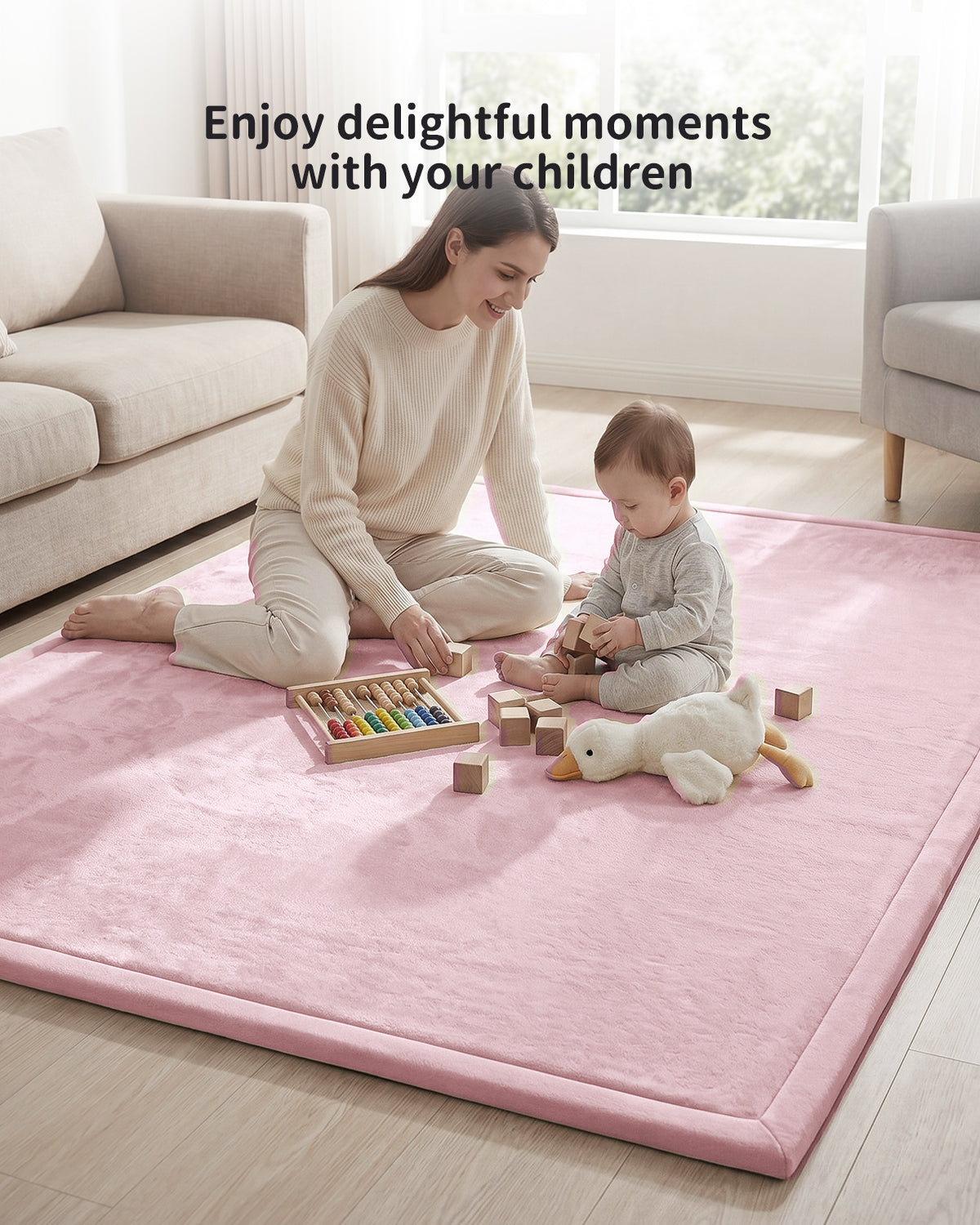 Goyuu Ultra Soft 1.3" Thick Baby Play Mat for Floor, 79x79 Playpen Mat Elasti-Foam Padded Crawling Mat for Babies, Toddlers, Infant, Kids