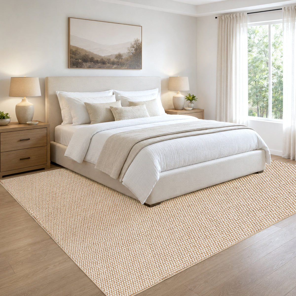Goyuu Area Rug 8x10 – Ultra Soft Faux Wool Rugs for Living Room Non-Slip Backing Machine Washable Rugs for Bedroom, Cozy Family Room Decor for Kids & Pets,Beige