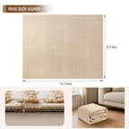 Goyuu Area Rug 8x10 – Ultra Soft Faux Wool Rugs for Living Room Non-Slip Backing Machine Washable Rugs for Bedroom, Cozy Family Room Decor for Kids & Pets,Beige