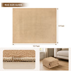 Goyuu Machine Washable Rug 8x10, Soft Faux Wool Large Rug, Anti Slip Shed Resistant 8x10 Area Rugs for Living Room,Indoor Floor Rugs for Bedroom Dining Room Office,Jute